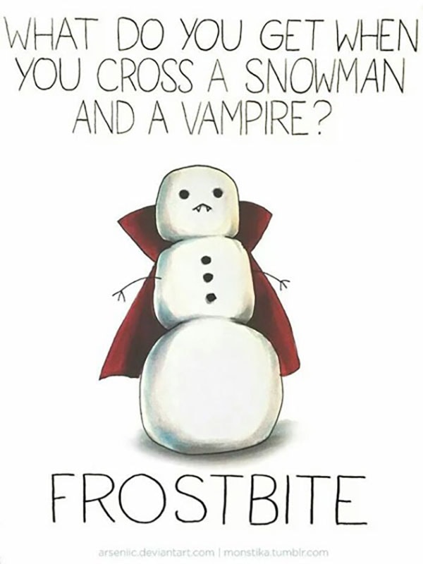 Vampire Puns - Frostbite Snowman