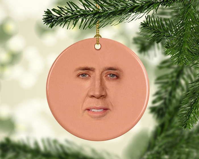 Tacky Christmas Party Ideas - Nicholas Cage Face Ornament