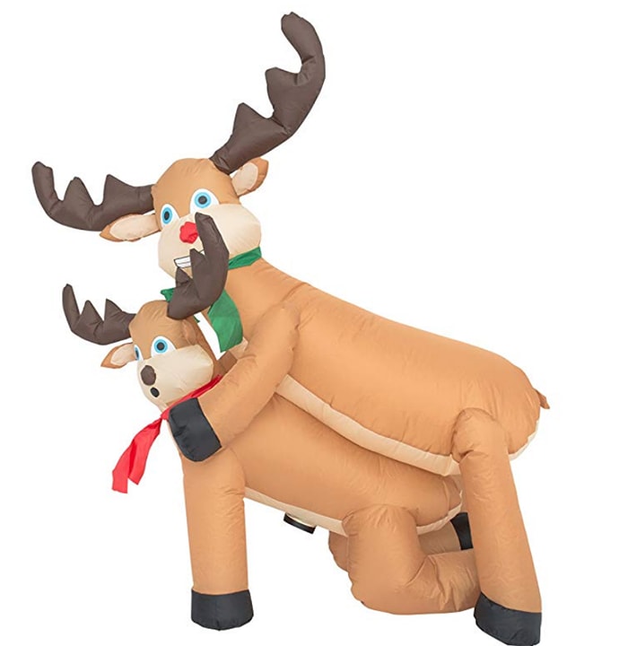 Tacky Christmas Party Ideas - Inflatable Lawn Reindeer Ornaments