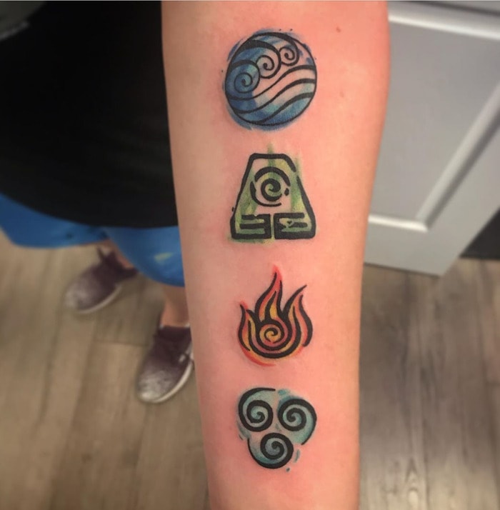 Avatar the Last Airbender Tattoos - four elements