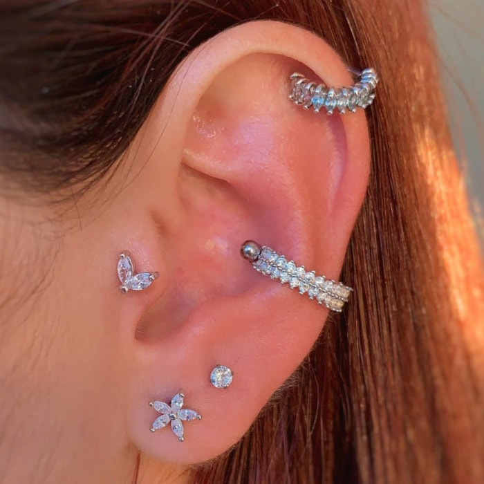 Types of Ear Piercings - helix tragus