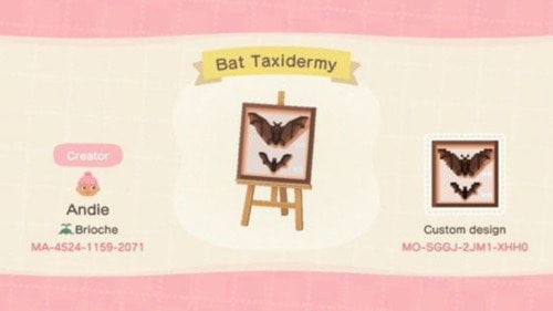Halloween Design Codes Animal Crossing - Bat Taxidermy