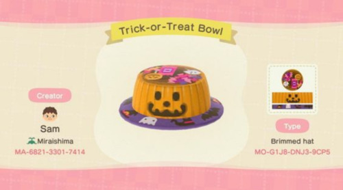 Halloween Design Codes Animal Crossing - Pumpkin Candy Bowl