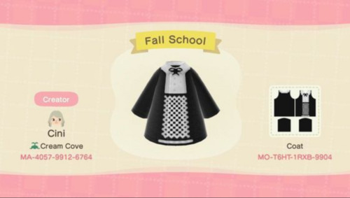 Halloween Design Codes Animal Crossing - Black and White Fall Uniform