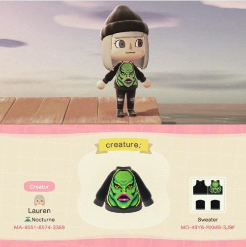 Halloween Design Codes Animal Crossing - Swamp Thing Sweater
