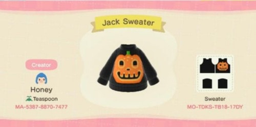Halloween Design Codes Animal Crossing - Jack Sweater