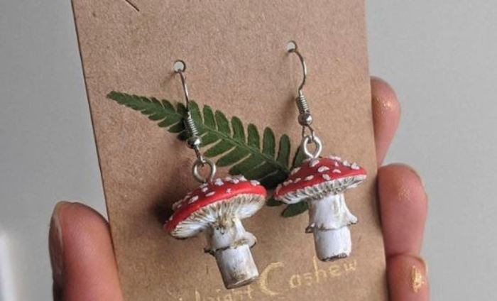 Cottagecore fashion - mushroom earrings