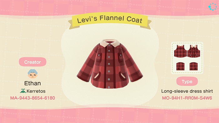 Fall Outfits Animal Crossing - Levi's Red Flannel Coat