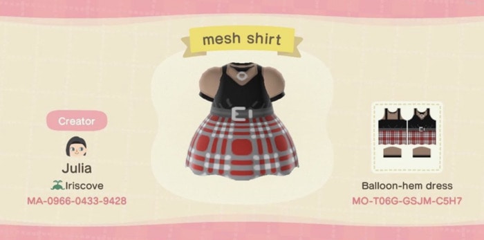 Fall Outfits Animal Crossing - 90s goth punk girl red skirt mesh black top