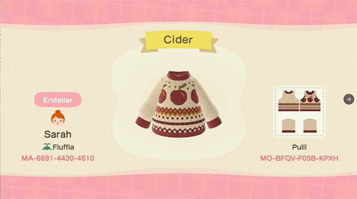 Fall Outfits Animal Crossing - Apple Cider Sweater