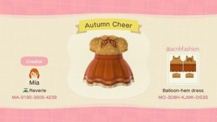 Fall Outfits Animal Crossing - Orange Skirt with Mustard Top and Tie
