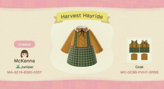 Fall Outfits Animal Crossing - Green Tartan Skirt with Mustard Sweater