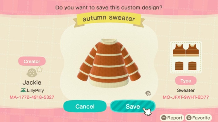 Fall Outfits Animal Crossing - Orange Cream Sweater