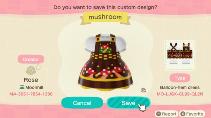 Fall Outfit Ideas Animal Crossing - Mushroom Dress