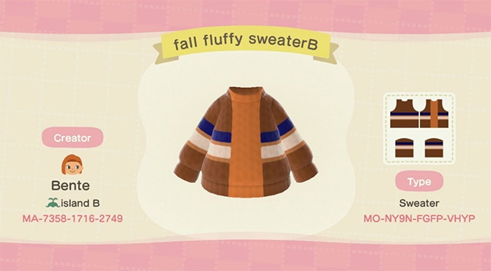 Fall Outfit Ideas Animal Crossing - Brown Orange Blue Puffy Jacket