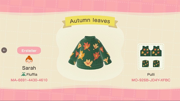 Fall Outfits Animal Crossing - Leaf Sweater