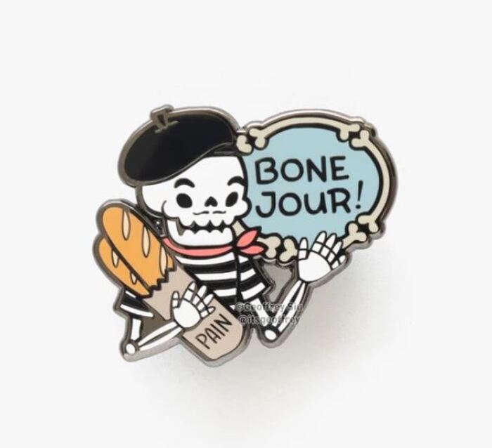 Skeleton Puns - French Skeleton Bone Jour
