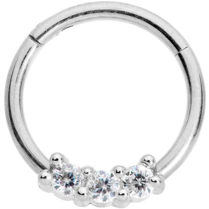 Tragus Piercing - Silver diamond set ring