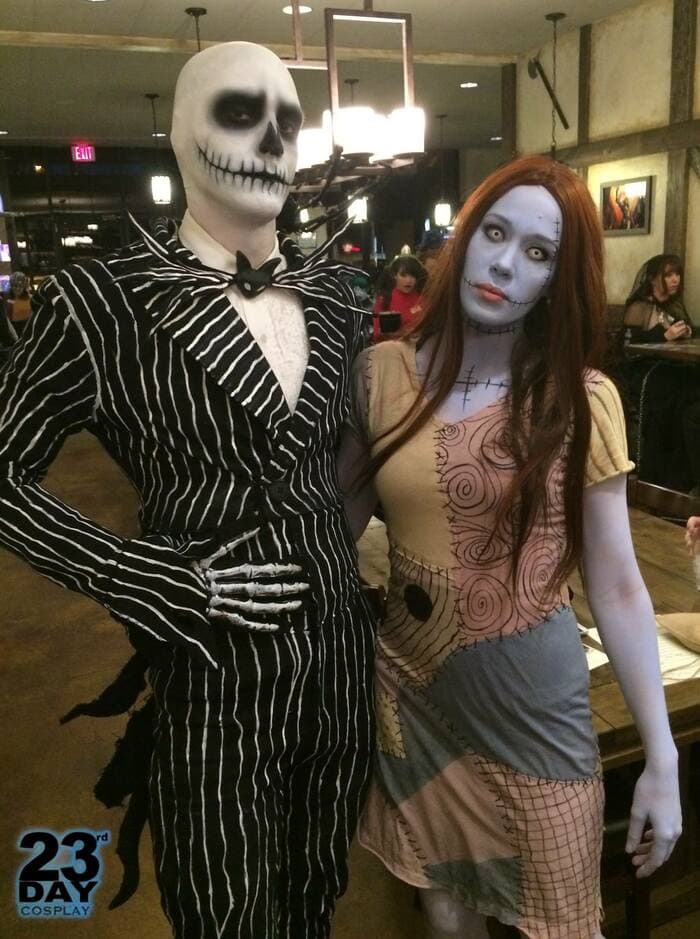 funny couples costumes - Jack and Sally from Nightmare Before Christmas