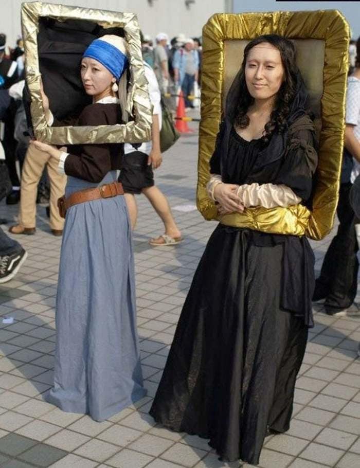 funny couples costumes - Mona Lisa and Girl with the Pearl Earrings paintings