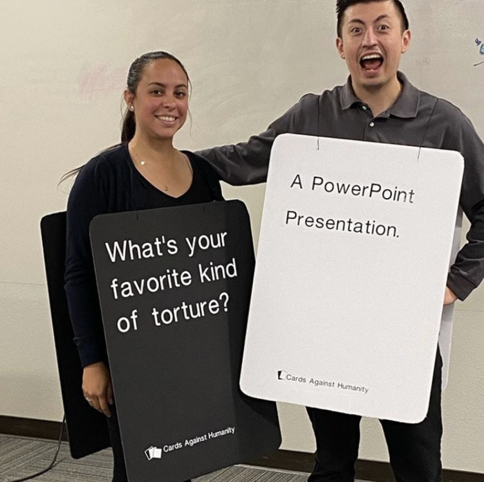 funny couples costumes - Cards against humanity What's your favourite kind of torture? A PowerPoint Presentation