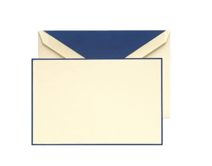 Gifts Under $25 - Crane & Co. Regent Blue Hand Bordered Ecruwhite Correspondence Cards