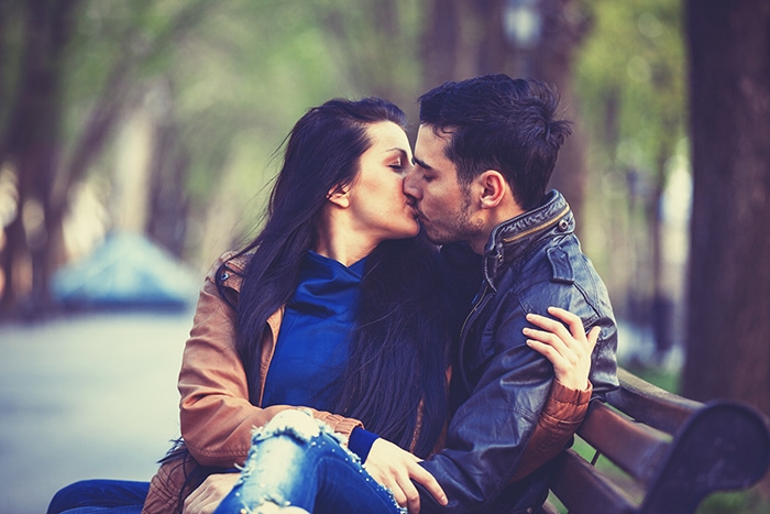How to French Kiss - couple on a bench
