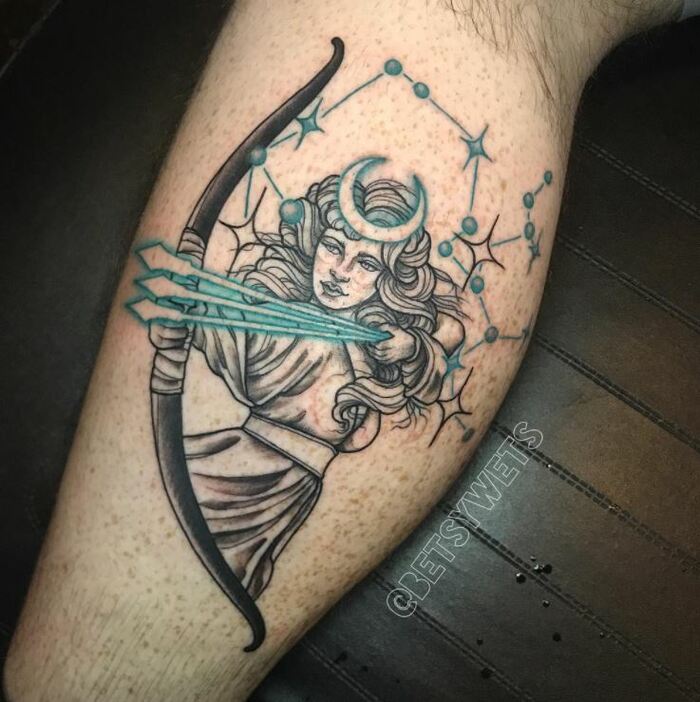 Sagittarius Tattoos - Diana with bow and arrow
