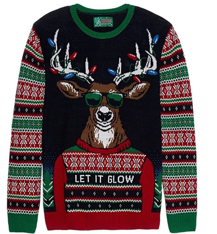 Ugly Christmas Sweaters - Let is glow Reindeer light up jumper