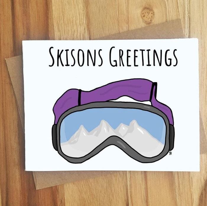Winter Puns - Skisons Greetings ski goggles