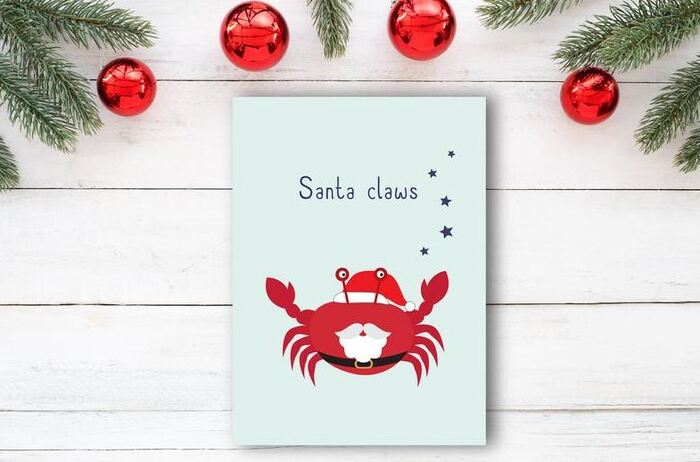 Christmas Puns - Santa Claws crab card