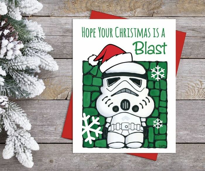 Christmas Puns - Hope your Christmas is a blast stormtrooper card
