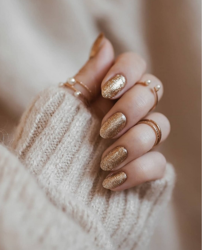 New Year's Nail Designs - Gold Shimmer
