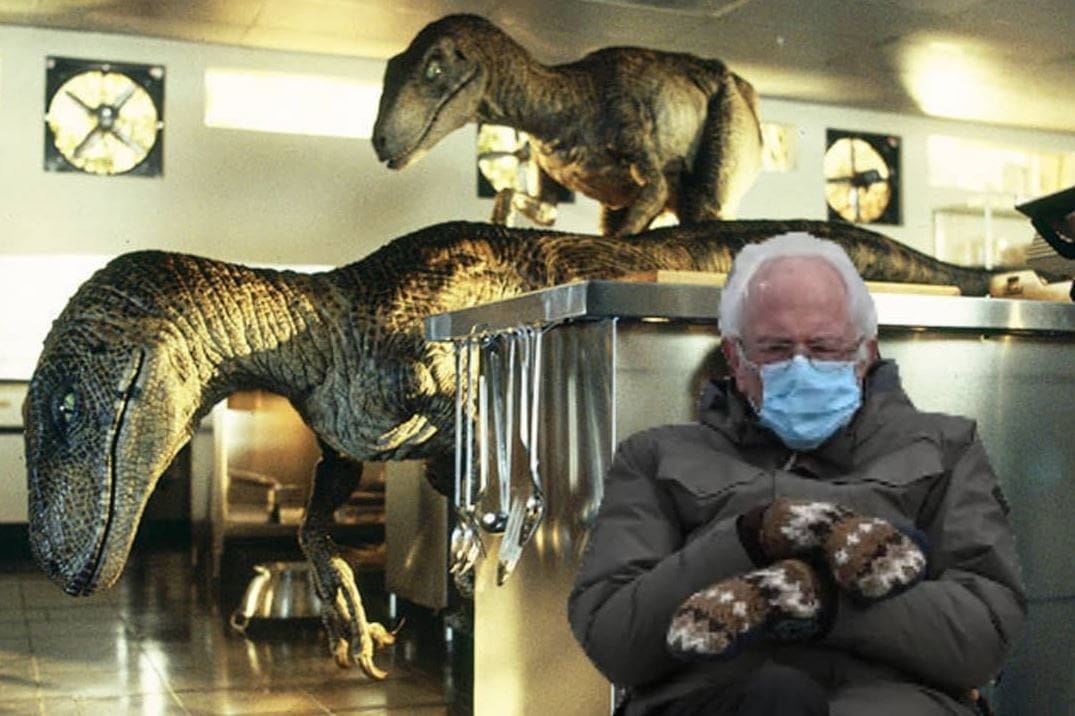 Bernie Sitting Memes - Dinosaurs