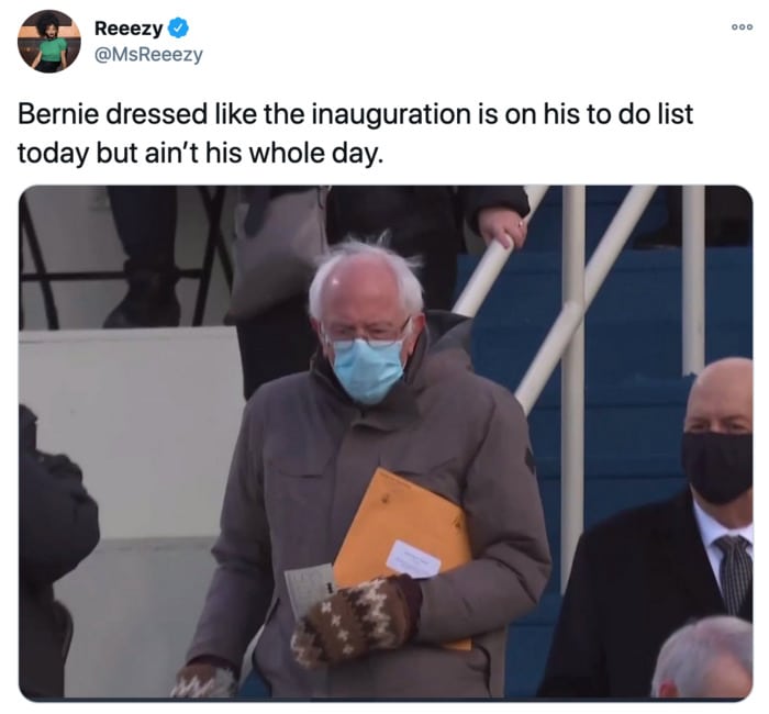 Inauguration Day Tweets Memes - Bernie power move