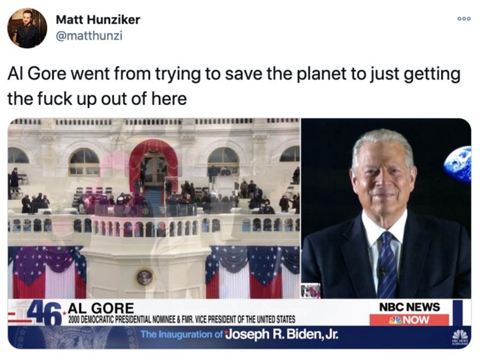 Inauguration Day Tweets Memes - Al Gore leaving planet