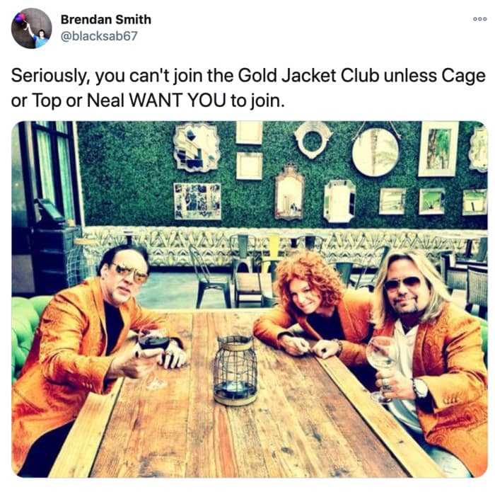 Nicolas Cage Outfits - Gold Jacket
