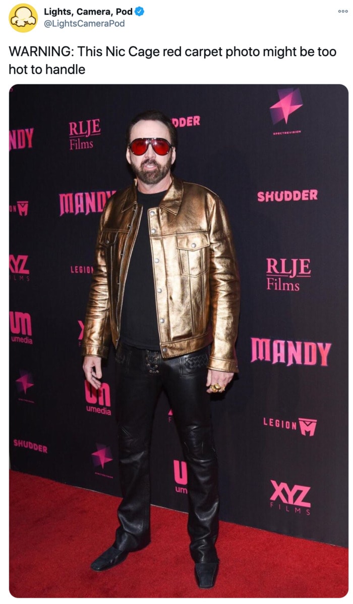 Nicolas Cage Outfits - Gold Leather Jacket