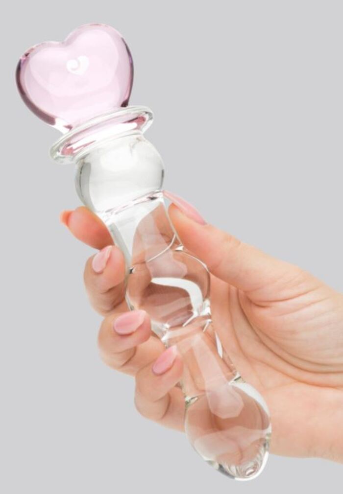 Valentines day sex toys - Wavy hearts glass dildo
