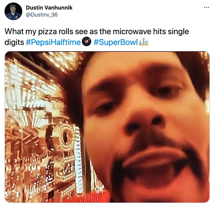 Super Bowl Tweets - Pizza Rolls Microwave Weekend Pepsi Halftime Show