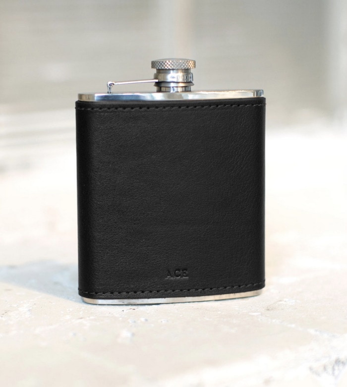 Valentines Day Gifts - engraved leather flask