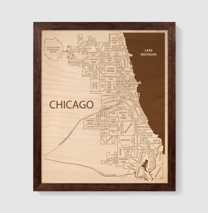 Valentines Day Gifts - Chicago wall map