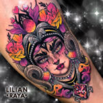 Aries Tattoo - empowered woman ram colorful tattoo