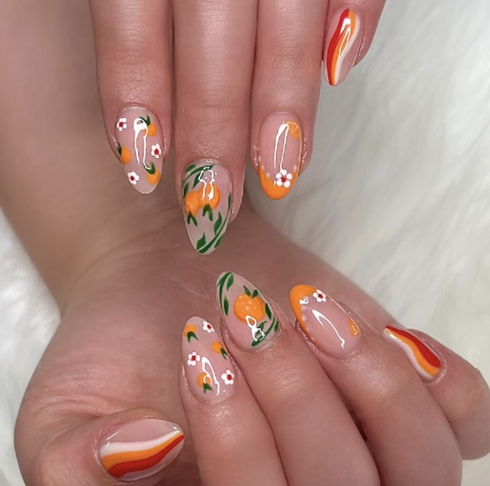 Spring Nail Designs - orange nail art