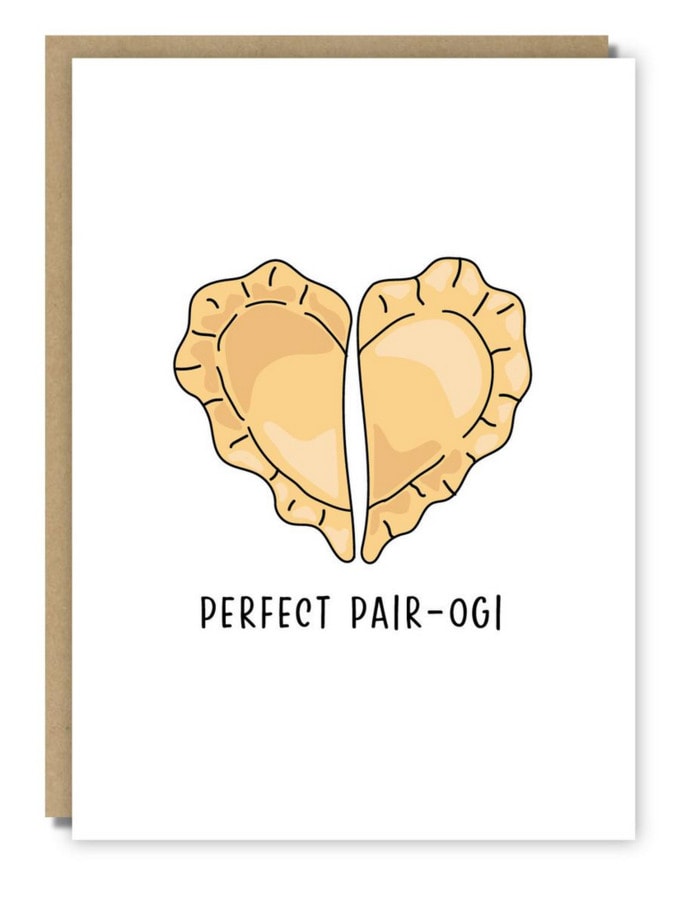 Cute Puns - Perfect pair-ogi pierogi greeting card