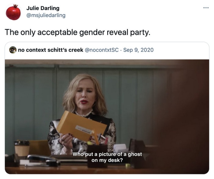 Schitt's Creek memes - gender reveal party