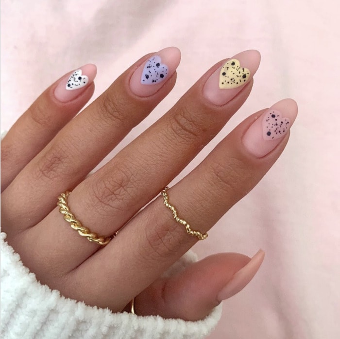 Spring Nails - mini egg heart nails pastel