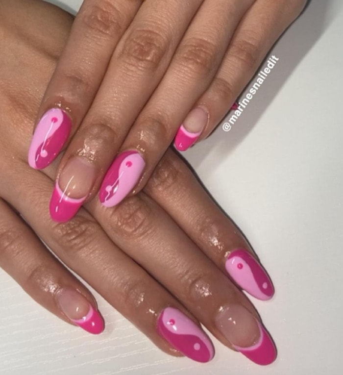 Nail Designs - pink yin yang nails