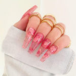 Nail Shapes - coffin ballerina nails floral
