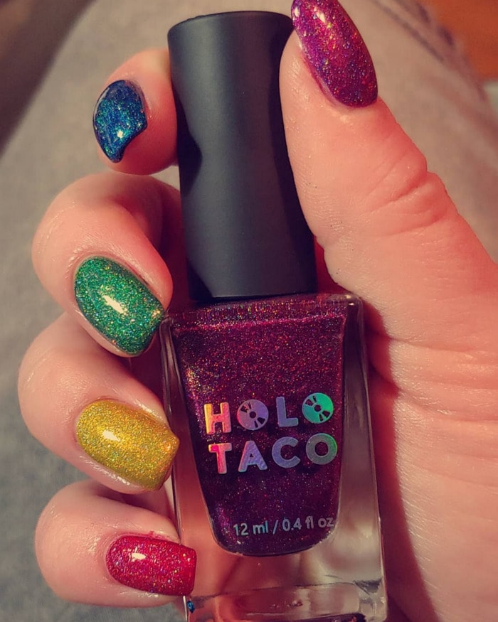 Bisexual Nail Art - rainbow glitter nails